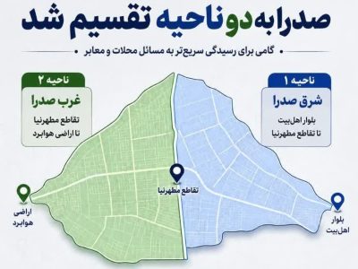 صدرا به ۲ ناحیه تقسیم شد؛ مدیریت نزدیک‌تر، پیگیری سریع‌تر